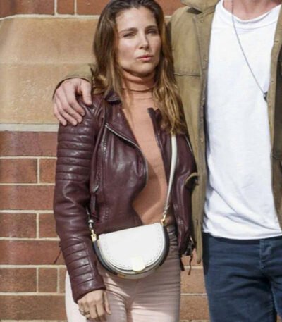 Elsa Pataky Burgundy Leather Jacket