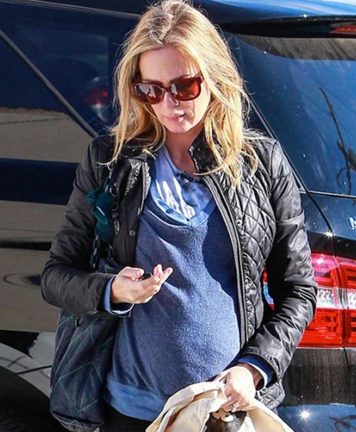 Emily Blunt Black Leather Jacket