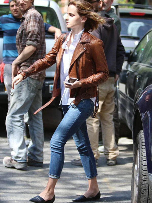 Emma Watson Brown Leather Jacket