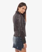 Fashionable Black Biker Leather Jacket For Women
