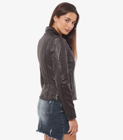 Fashionable Black Biker Leather Jacket For Women
