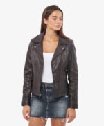 Fashionable Black Biker Leather Jacket For Women