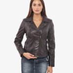 Fashionable Black Biker Leather Jacket For Women