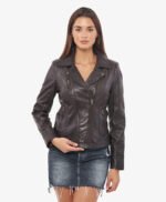 Fashionable Black Biker Leather Jacket For Women
