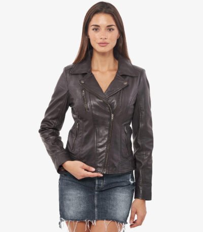 Fashionable Black Biker Leather Jacket For Women