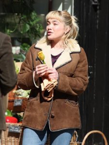 Florence Pugh Brown Shearling Jacket