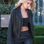 Hailey Baldwin Bieber Black Leather Jacket