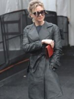 Renee Zellweger Black Leather Long Coat