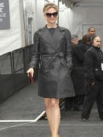 Renee Zellweger Black Leather Long Coat
