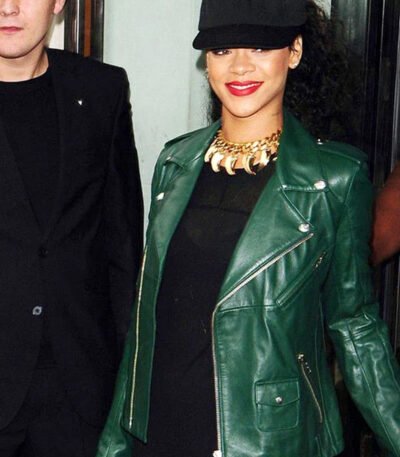 Rihanna Green Leather Jacket