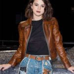 Selena Gomez Brown Leather Jacket For Women