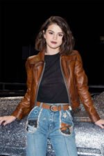 Selena Gomez Brown Leather Jacket For Women
