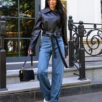 Stylish Belted Black Leather Jacket