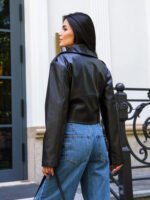 Stylish Belted Black Leather Jacket