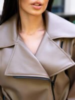 Stylish Belted Light Brown Leather Jacket