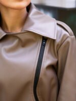 Stylish Belted Light Brown Leather Jacket