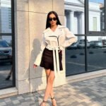 Stylish Belted White Leather Jacket