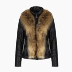 Women's Leather Jacket With Down Insulation