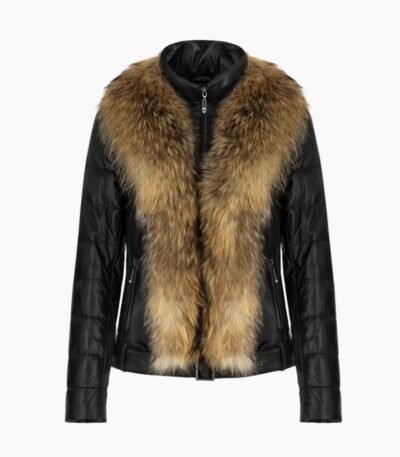 Women's Leather Jacket With Down Insulation