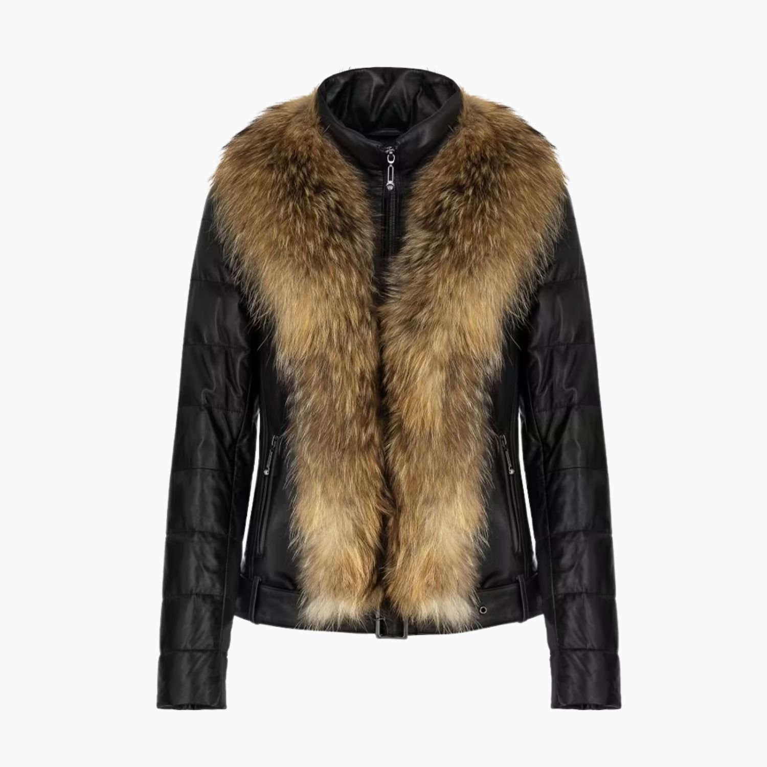 Women's Leather Jacket With Down Insulation Women's Leather Jacket With Down Insulation