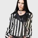 Zuriel Black And White Biker Leather Jacket