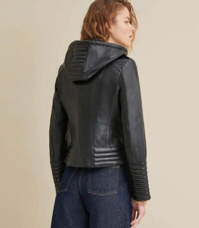 Genuine Black Hooded Real Leather Jacket