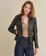 Genuine Black Hooded Real Leather Jacket