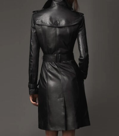 Genuine Leather Long Coat for Women