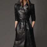 Genuine Leather Long Coat for Women