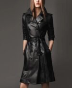 Genuine Leather Long Coat for Women