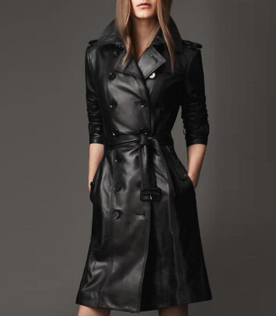 Genuine Leather Long Coat for Women