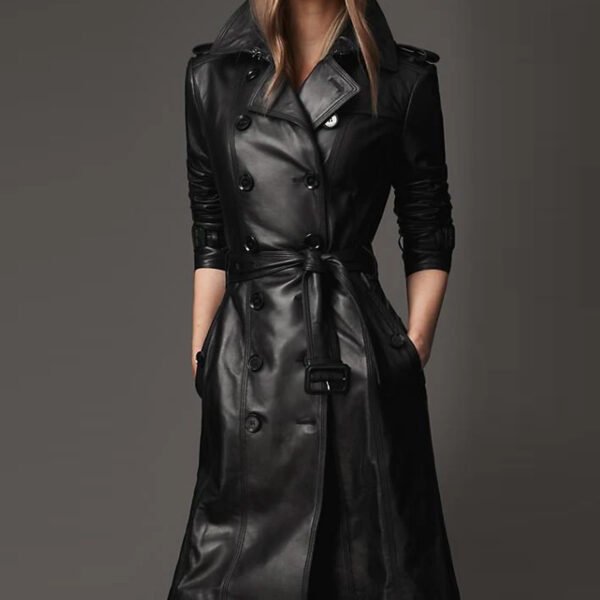 Genuine Leather Long Coat for Women