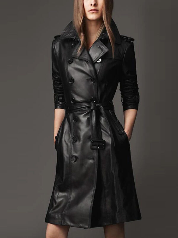 Genuine Leather Long Coat for Women