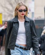 Gigi Hadid Black Leather Jacket