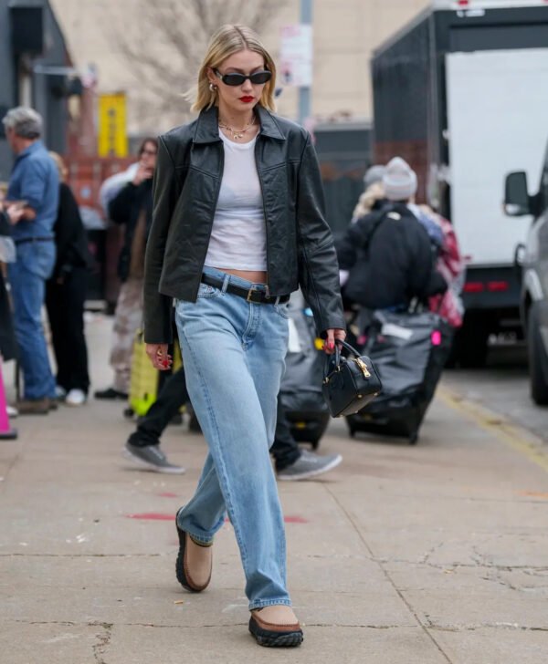 Gigi Hadid Black Leather Jacket