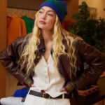 Gigi Hadid Brown Leather Jacket