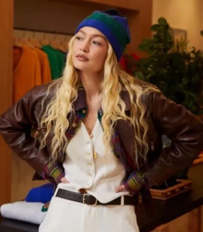 Gigi Hadid Brown Leather Jacket