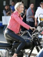 Gigi Hadid Pink Leather Jacket