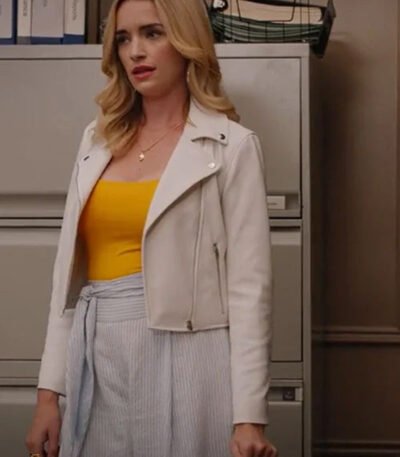 Ginny and Georgia Series Brianne Howey White Leather Jacket