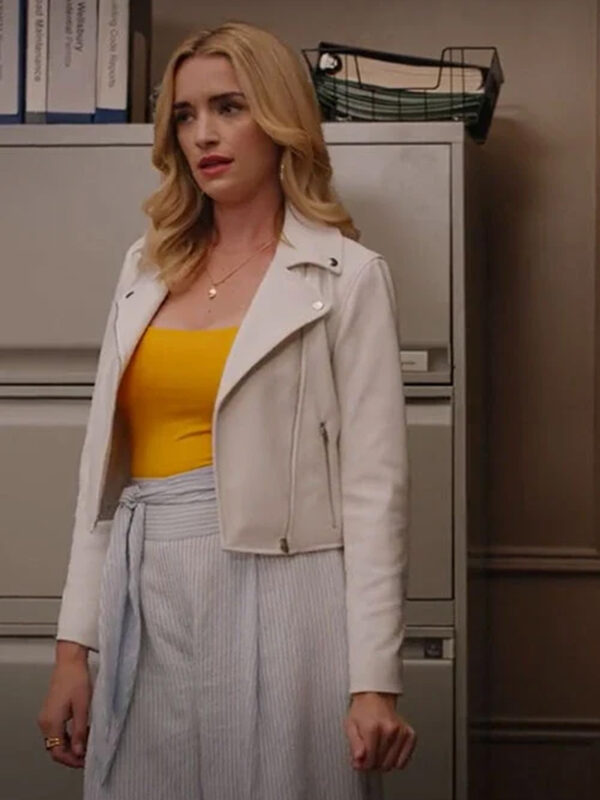 Ginny and Georgia Series Brianne Howey White Leather Jacket