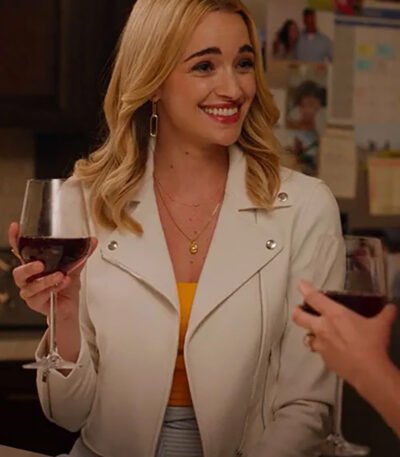 Ginny and Georgia Series Brianne Howey White Leather Jacket