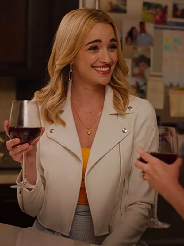 Ginny and Georgia Series Brianne Howey White Leather Jacket