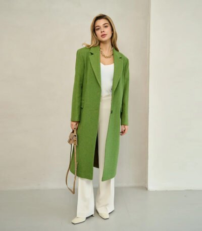 Grass Green Long Wool Coat