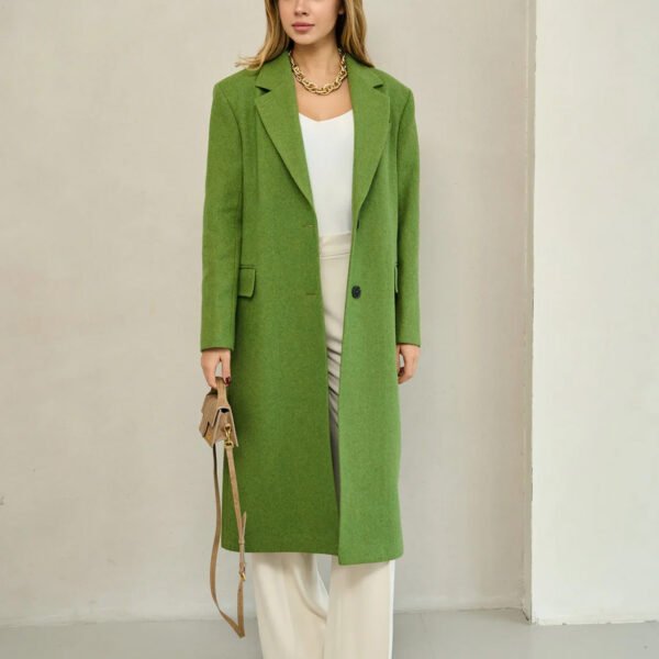 Grass green long wool coat