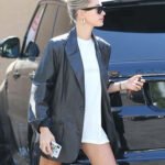 Hailey Baldwin Leather Blazer