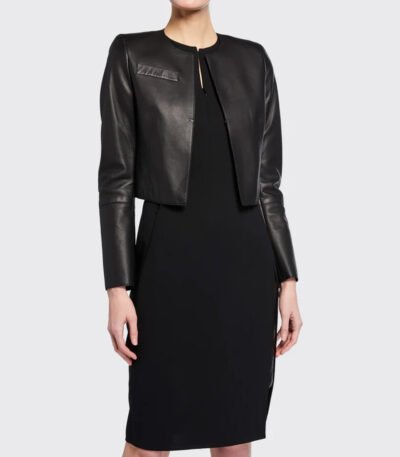 Hasso Cropped Genuine Leather Jacket