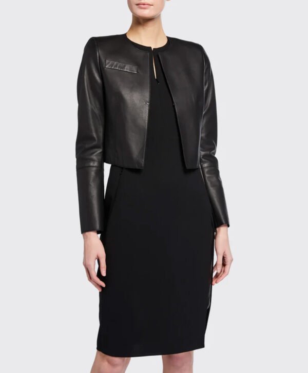 Hasso Cropped Genuine Leather Jacket