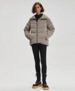 High Neck Puffer Jacket with Internal Waist Cinch