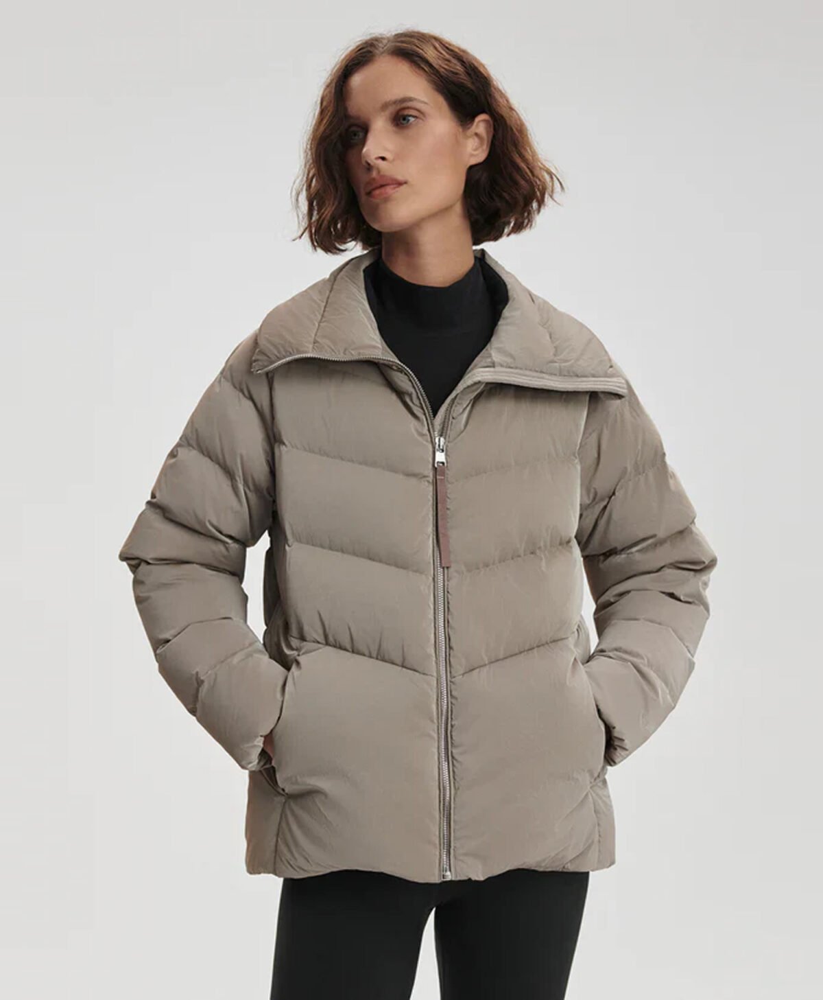 High Neck Puffer Jacket with Internal Waist Cinch