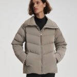 High Neck Puffer Jacket with Internal Waist Cinch